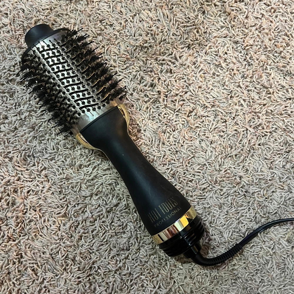 Hot Tools Professional One-Step Volumizer Blowout Brush Hair Dryer Black Gold